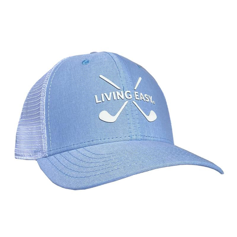 Living Easy Golf Baseball Cap with Silicone Application for Secure Fit and Trucker Mesh for Maximum Coolness