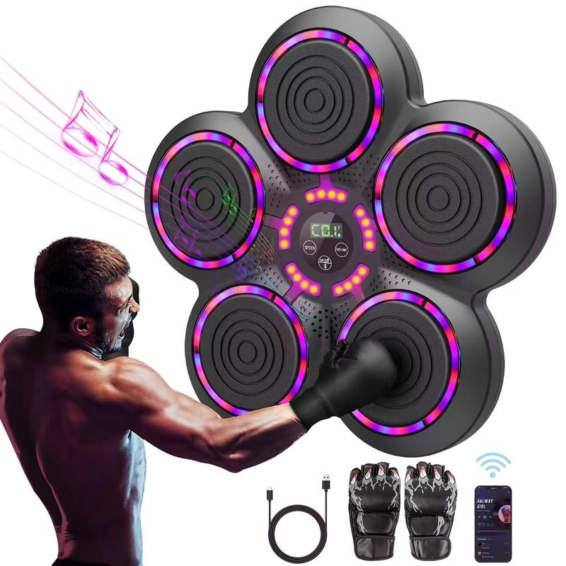 Music Boxing Machine with Gloves, Workout Equipment, Interactive Fitness & Reflex Training Gear for Adults, Boxing Machine Wall for Home