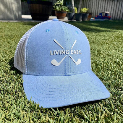 Living Easy Golf Baseball Cap with Silicone Application for Secure Fit and Trucker Mesh for Maximum Coolness