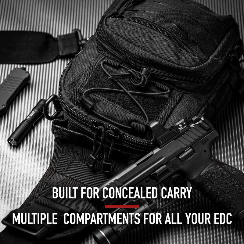 Tactical Compact EDC Sling Bag - Concealed Carry Shoulder Bag for Range, Travel, Hiking, Outdoor Sports