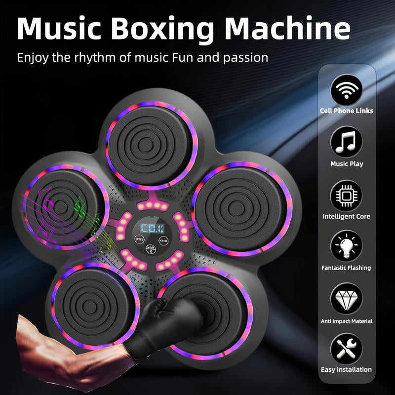 Music Boxing Machine with Gloves, Workout Equipment, Interactive Fitness & Reflex Training Gear for Adults, Boxing Machine Wall for Home