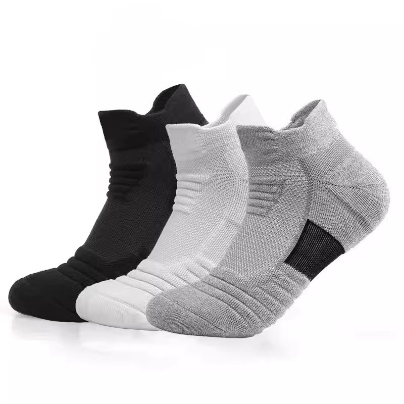 3 Pairs Breathable Mesh Athletic Terry Socks Cushioned Moisture-Managing and Durable Reduces Foot for Running Hiking & Sports