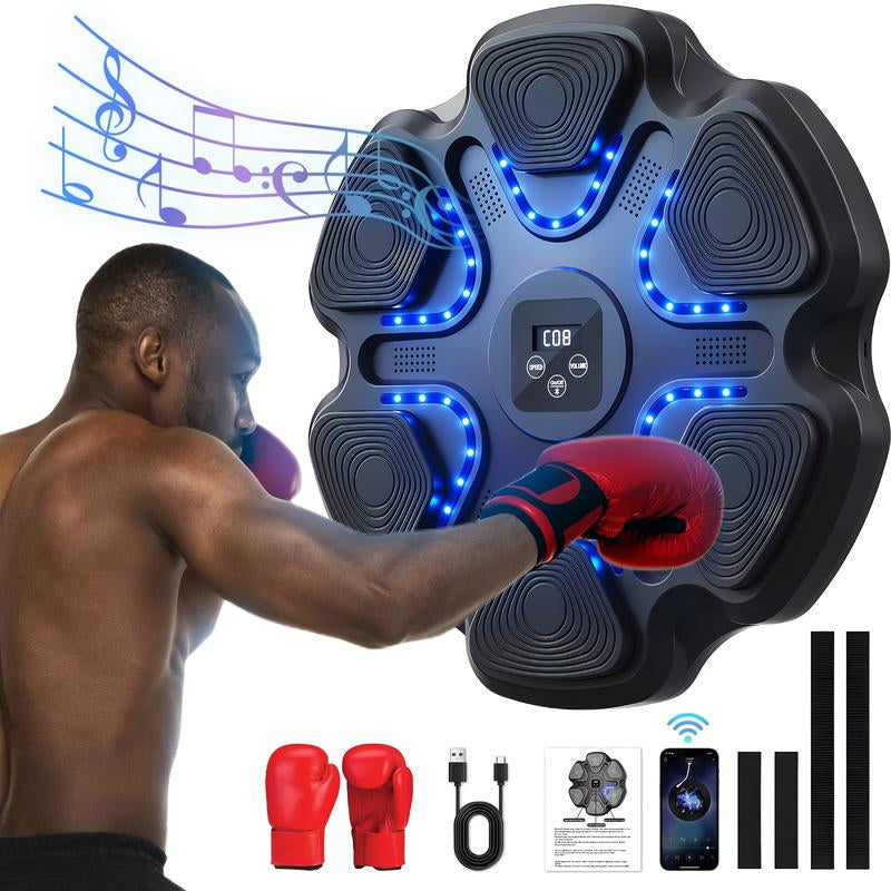 Music Boxing Machine with Gloves, Workout Equipment, Interactive Fitness & Reflex Training Gear for Adults, Boxing Machine Wall for Home