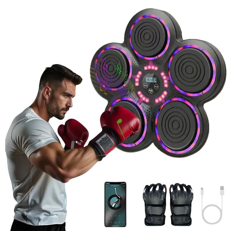 Music Boxing Machine with Gloves, Workout Equipment, Interactive Fitness & Reflex Training Gear for Adults, Boxing Machine Wall for Home